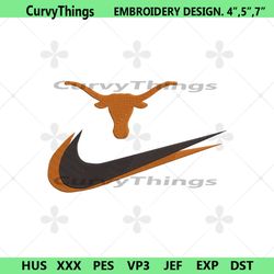 texas longhorns double swoosh nike logo embroidery design file