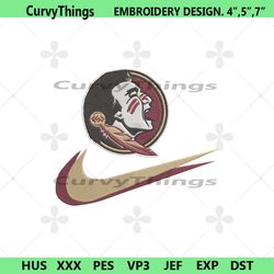 florida state seminoles double swoosh nike logo embroidery design file