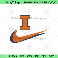 illinois fighting illini double swoosh nike logo embroidery design file