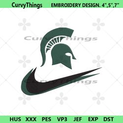 michigan state spartans double swoosh nike logo embroidery design file