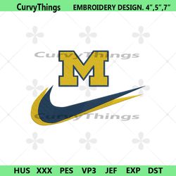 michigan wolverines double swoosh nike logo embroidery design file