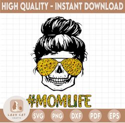 sunflowers mom skull bun hair sunglasses headband mom life png sublimation design downloads