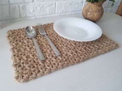 rectangular jute placemat natural coasters eco friendly farmhouse rustic kitchen decor