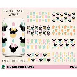 easter can glass svg bundle, easter bunny ears svg, mouse ears svg, 16oz libbey full wrap, easter egg svg, can glass svg