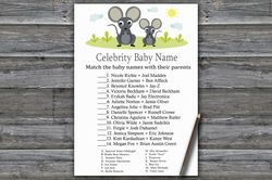 mouse celebrity baby name game card,mouse baby shower games printable,fun baby shower activity,instant download-344