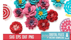 two-tone rolled paper flowers svg , dxf , eps , png , digital downnload