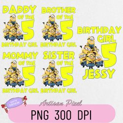 Minions Birthday Png, Custom Family Matching Png, Kids Party Png, Personalized Name and Age Png