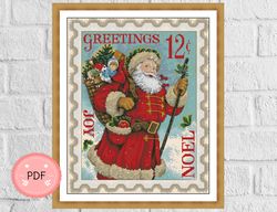 cross stitch pattern,santa claus,santa stamp,pdf , christmas season , instant download , x stitch supplies,noel,elf