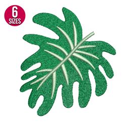 tropical leaf embroidery design, machine embroidery design, instant download