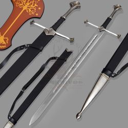 anduril sword of strider, custom engraved sword, lotr sword, lord of the rings king aragorn ranger sword, gift for men,