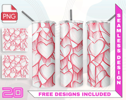 painted hearts tumbler wrap seamless designs - skinny tumbler 20oz design png