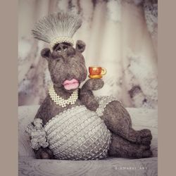 woolen sculpture hippo