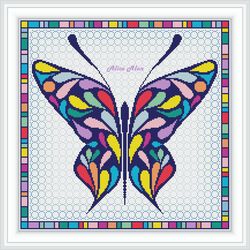 cross stitch pattern butterfly stained glass silhouette insects butterflies colorful pillow counted crossstitch patterns