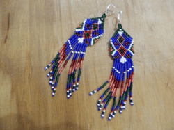 long beaded earrings huichol earrings long geometric earrings mexican style boho style long fringe earrings boho earring