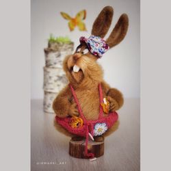 felted rabbit , handmade collectible toy