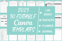 30 editable canva templates , kdp 2023 ,calendar ,2023 daily planner , 2023 daily to do list ,fitness planner and more..