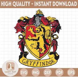 harry potter gryffindor crest,  harry potter svg, instant download, cricut design, silhouette cut files, hogwarts svg, d