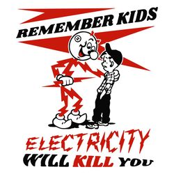 warning reddy kilowatts electricity will kill you svg, remember kids svg