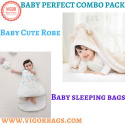 cute robe for your new born baby & cotton baby sleeping bags combo (only for us customers)