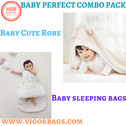 cute robe for your new born baby & cotton baby sleeping bags combo (only for international customers)