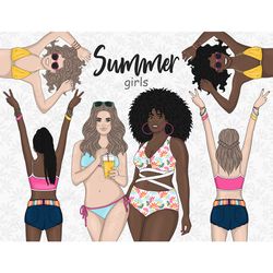 summer girl clipart | bikini woman illustration