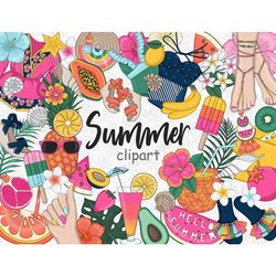 summer clip art bundle | bright planner graphics