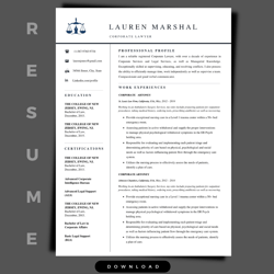 stand-out attorney resume template, resume template for any career, professional resume template