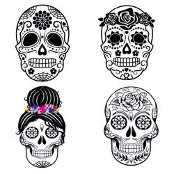 sugar skulls svg, skull svg bundle, skull svg png files, skull clipart, svg for cricut, instant download