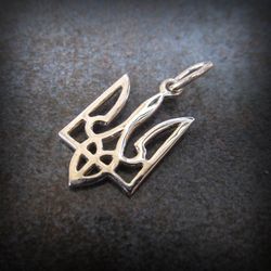 ukraine silver trident necklace pendant,small silver tryzub charm,silver ukraine emblem tryzub,ukrainian symbol charm