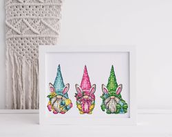 gnome cross stitch, easter cross stitch, gnome cross stitch pattern, cross stitch pdf chart, easter gnome cross stitch