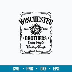 supernatural whiske sine 1983 brothers saving people hungting things a family business svg, png dxf eps file