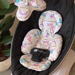 4moms mamaroo insert with unicorns, rockaroo replacement balls, infant padded liner, babyshower gift for girl