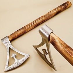 custom hand forged carbon steel viking axe camping hatchet throwing tomahawk axe - premium quality with razor sharp blad