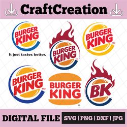 burger king logo bundle svg, png, jpg - ready to use, instant download, silhouette cutting files