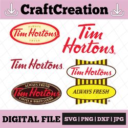 tim hortons logo bundle svg, png, jpg - ready to use, instant download, silhouette cutting files