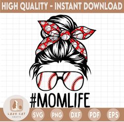 womens mom life softball baseball mothers day messy bun png