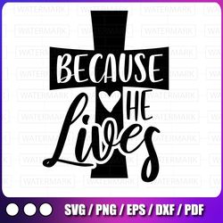 because he lives svg, easter svg, he is risen, christian distressed svg, easter svg  svg, easter sign svg file