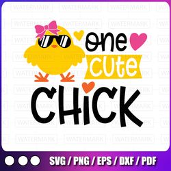 one cute chick svg dxf png eps files for cutting machines cameo cricut, easter, egg hunt, bunny, girly, boys, rabbit