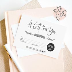 printable gift certificate, editable gift certificate, gift certificate template printable editable, business envelope