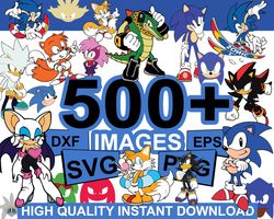 500 sonic svg bundle, svg cricut, svg bundle, sonic svg, png, exp, dxf files, cartoon svg, cut files, svg for kids