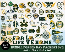 60 green bay packers bundle svg, packers svg, nfl svg, png, dxf, eps digital file