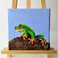 animal artwork - frog painting on acrylic | wall decor