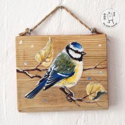 pretty bluebird, rustic hand-painted bird wall decor