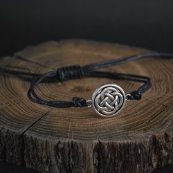 celtic knot black cotton cord bracelet mens womens bracelets witchcraft jewelry