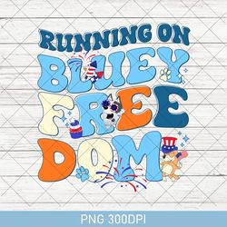 retro running on bluey and iced coffee png, running on bluey png, bluey bingo birthday gift bluey png, bluey family png