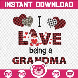 i love being a grandma gnome heart buffalo plaid png, gnome png, gnome grandma png - instant download - png printable -