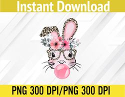 cute bunny with leopard glasses bubblegum easter day svg, eps, png, dxf, digital download