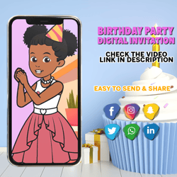 gracie's corner birthday video invitation, gracie animated invite, gracie digital custom invite, gracie birthday