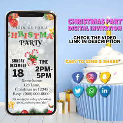 merry christmas party invitation, kids christmas party, digital christmas invitation, electronic christmas, holiday