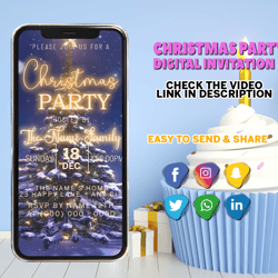 merry christmas party invitation, kids christmas party, digital christmas invitation, electronic christmas, holiday